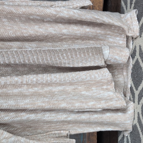 NWT Love Stitch Knitted Draped Lapel Open Cardigan in Tan / White - One Size - Picture 5 of 7